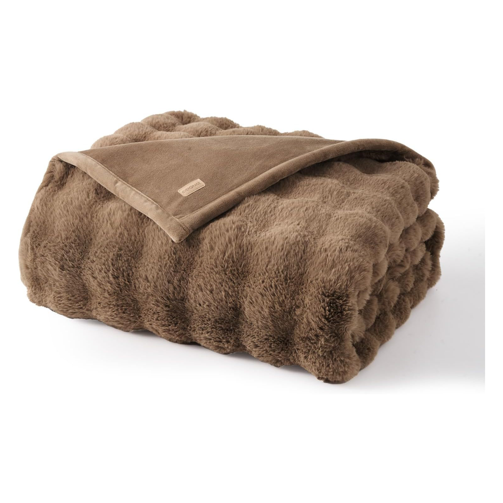 Ridgeline Faux Fur Throw Blanket, Natural Tan, 90" L x 90" W