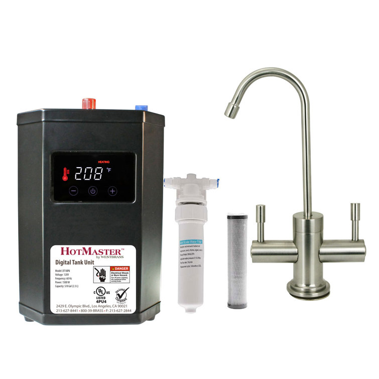 Contemporary 10" 2-Handle Hot and Cold Water Dispenser Faucet with Heating Tank and Filter System