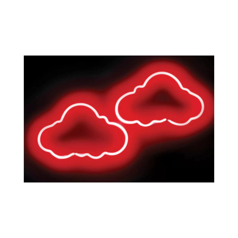 Neon Clouds Red On Black by Hailey Carr - Wrapped Canvas Print, 66.04 cm H x 45.72 cm W x 1.91 cm D