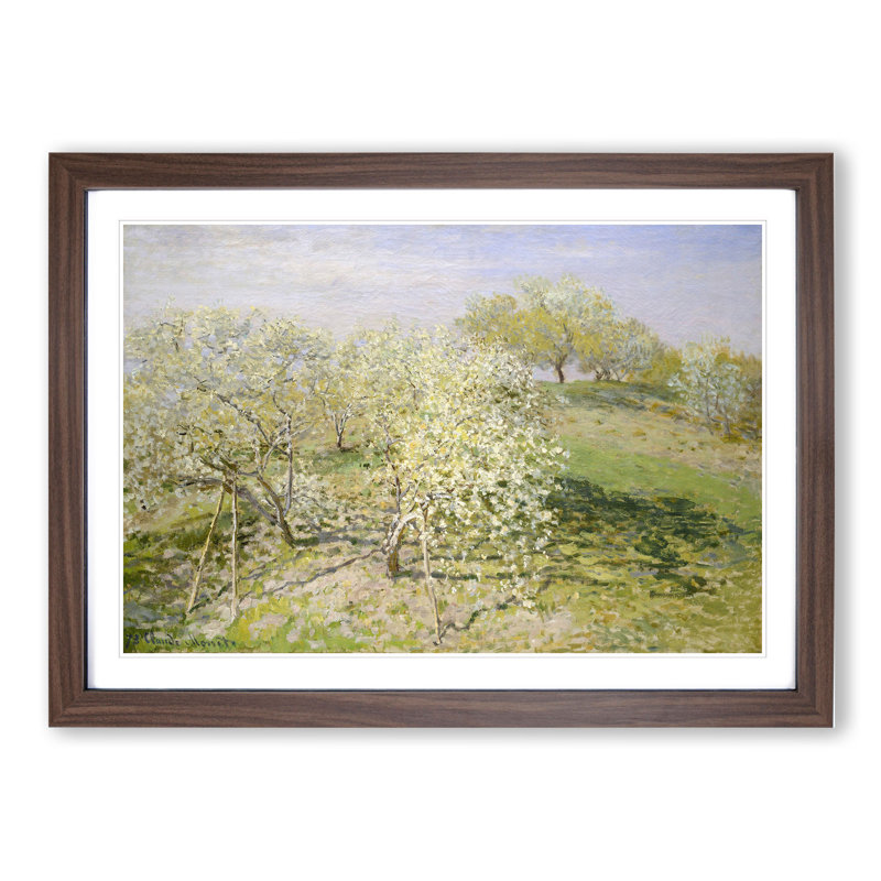 Spring Fruit Trees in Bloom by Claude Monet - Picture Frame Painting, Walnut, 48cm H x 65cm W x 2cm D
