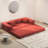 Orange 78.8Inch Bed With Removable , 70Cm Depth, 3 Fixing Frames, Washable Fabric Corduroy Foldable Feature, Variable Forms, Depth