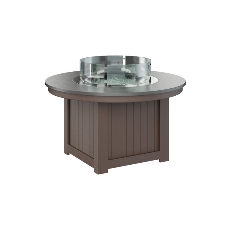 Foyer de table rond Berlin Gardens Donoma, Plateau martelé en acier inoxydable avec base bru, H 25 po x l 44 po x P 44 po