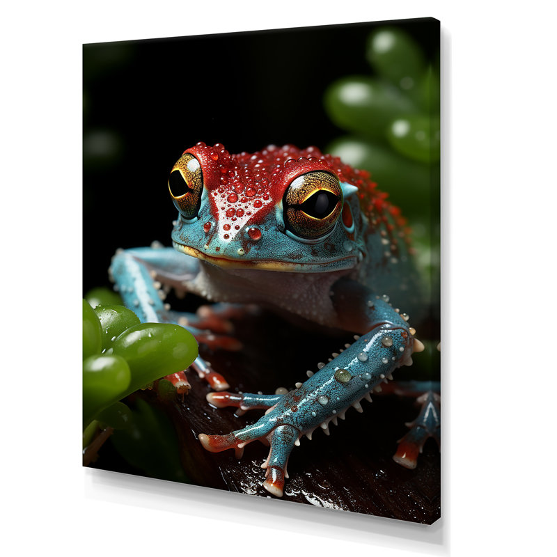 Hideaway de la grenouille sauteuse - art mural animaux côtiers, Black Picture Framed, H 32 po x l 16 po
