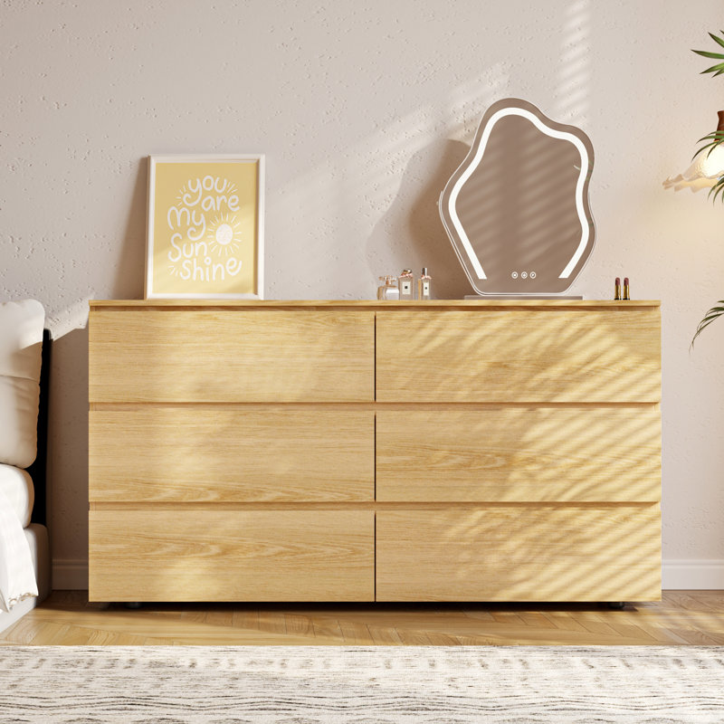 Commode 6 tiroirs l 59 po, Jaune