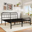 Structure de lit plateforme en acier avec tête de lit simple et pied de lit - Design noir minimaliste moderne, pieds hauts de 18 po, rangement sous le lit de 16 po, ensemble de lattes inclus (sans sommier) pour la chambre principale / d'invité-874755892