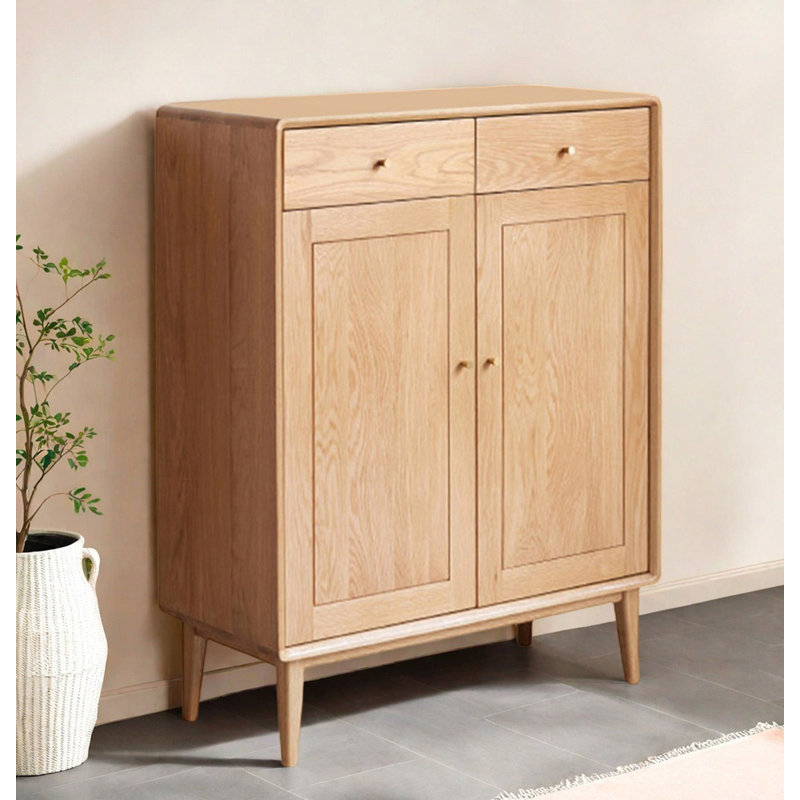 Armoire à chaussures en bois de chêne vernis sans odeur, Bois naturel