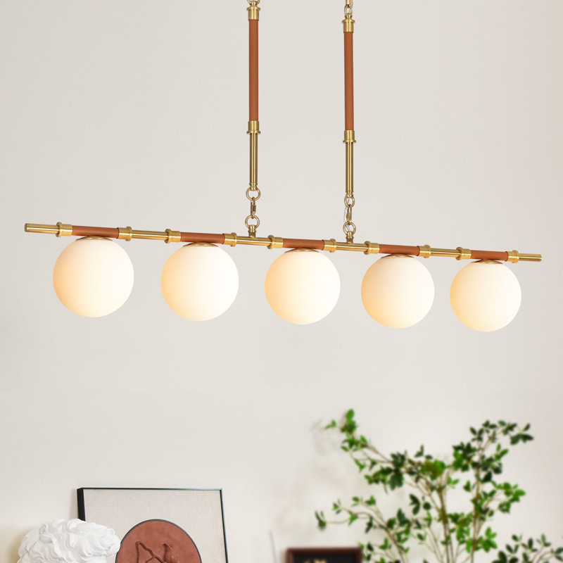 Luminaire suspendu linéaire 45 po pour cuisine moderne à 5 lumières