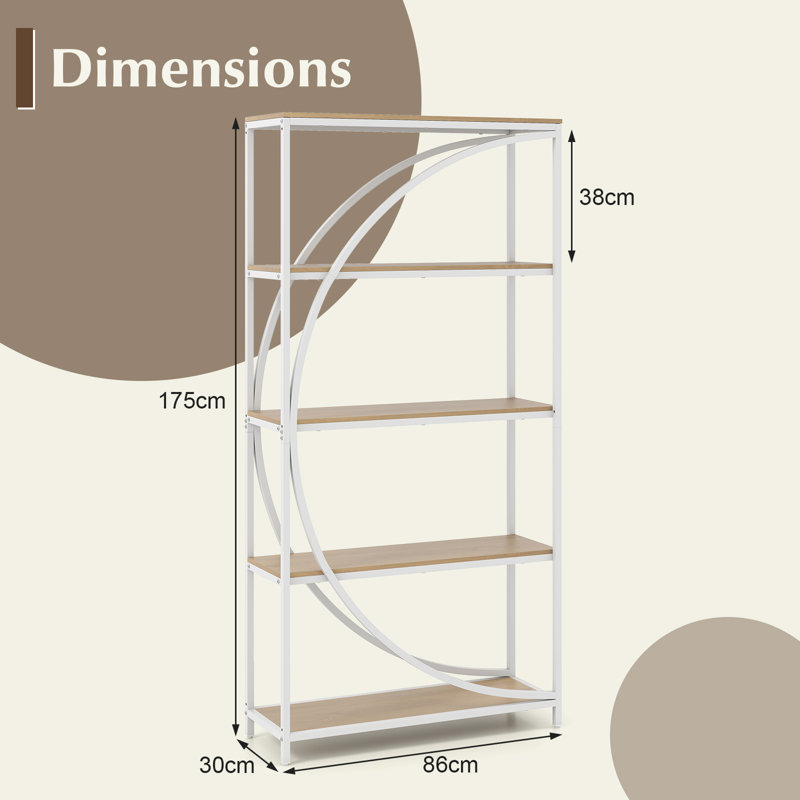 175 cm H x 86 cm W Etagere Bookcase, Yellow