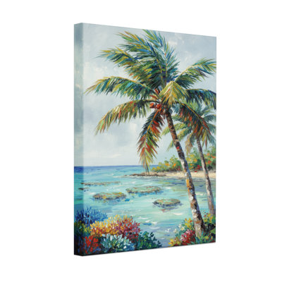 Plantes et fleurs, plage tropicale, palmiers, vue sur l'océan