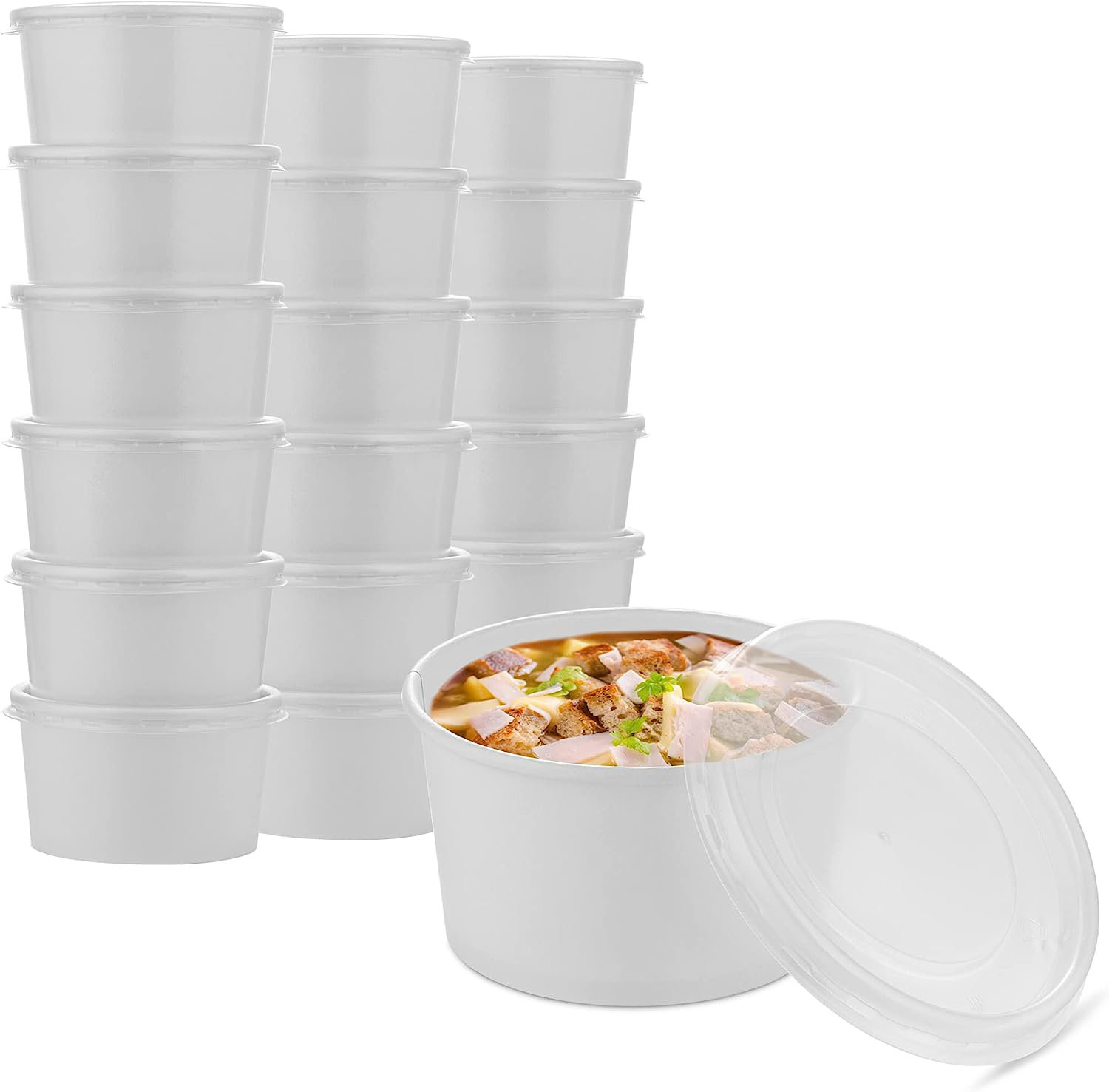 Fit Meal Prep 16 oz BPA Free Clear Plastic Cups With Flat Slotted