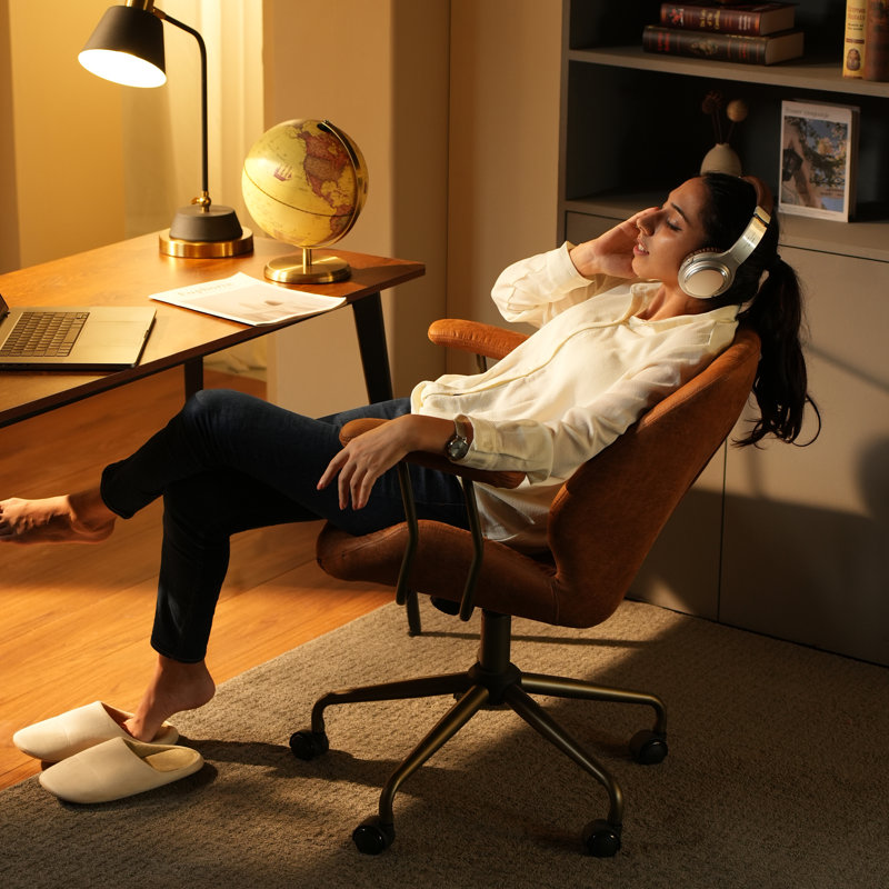 Fauteuil de bureau pivotant Daden, Marron clair