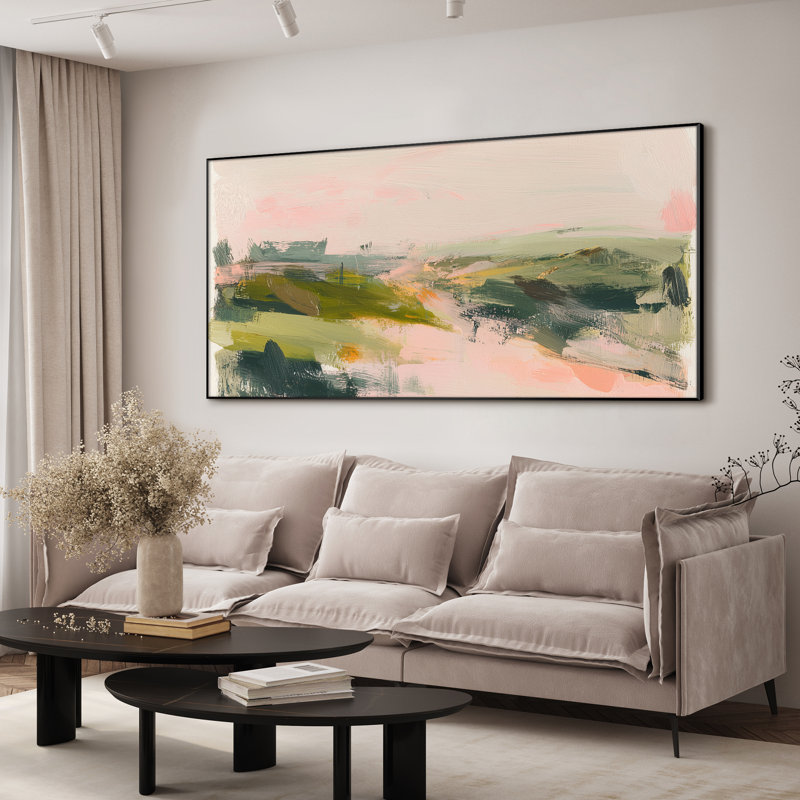 Très grand paysage abstrait coup de pinceau abstrait - Horizon, reproduction d'art pour le salon ou la chambre à coucher, assemblage de cadre requis