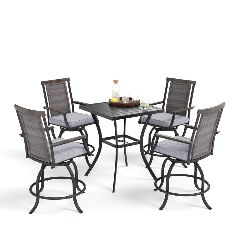 Ensemble de salle à manger longue pour 4 personnes 31 "avec coussins Alyne