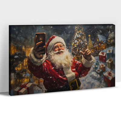  Art mural de Noël sur toile, impressions sur toile de scène de père Noël en hiver, images festives enneigées, cadeaux d'arbre de Noël, œuvre d'art suspendue en hiver pour la décoration murale de salon, 8 po x 12 po