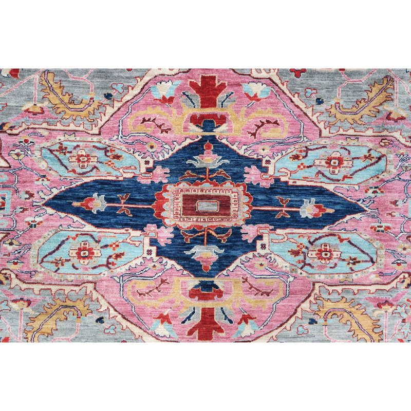 Tapis bleu et bleu marine de haute qualité noué à la main