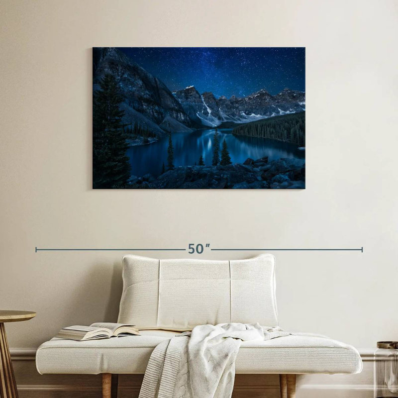 Lac Alaine Moraine la nuit, H 26 po x l 39 po