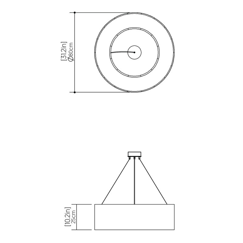 Cilíndrico 1 - Light LED Chandelier, Louro Freijó, 9.75" H x 31.2" W x 31.2" D