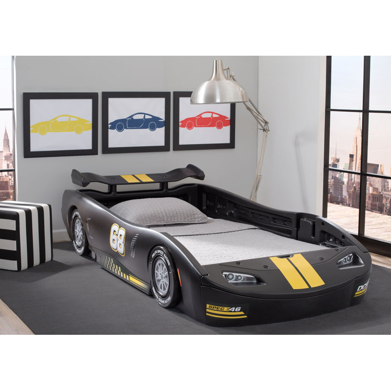 Delta Children Turbo Race Car Twin Bed, Black , Black