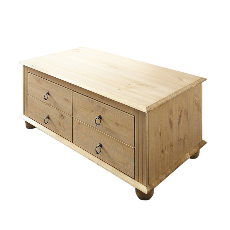Clementina Solid Wood Four Leg Coffee Table with Storage