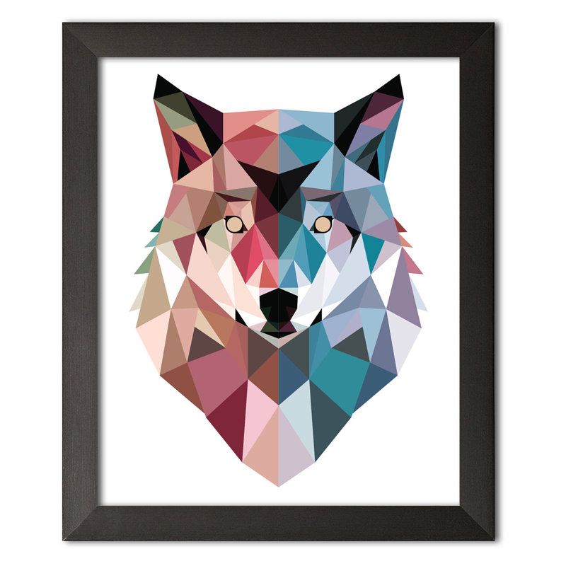 « geo loup », impression, Papier avec cadre noir, H 14 po x l 11 po x P 0,75 po
