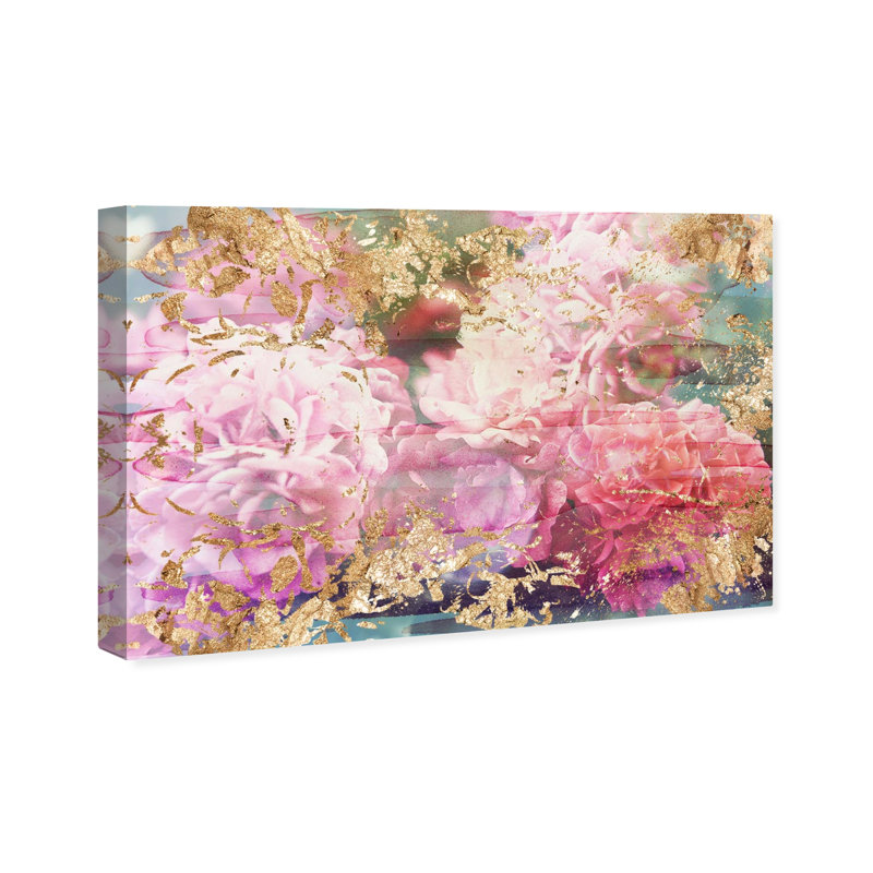 Rose Rhapsody Pink and Gold Floral Canvas Print