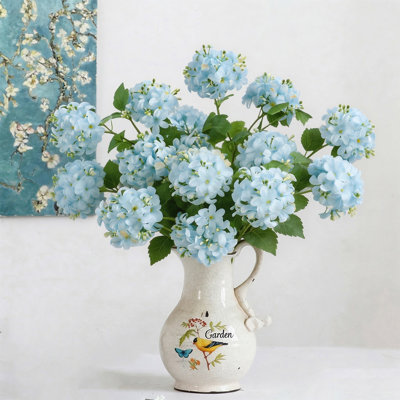 12PCS Artificial Hydrangea Flowers 30 Inch Long With 5 Inch Full Realistic Bloom Lifelike Silk Faux Hydrangea Stems