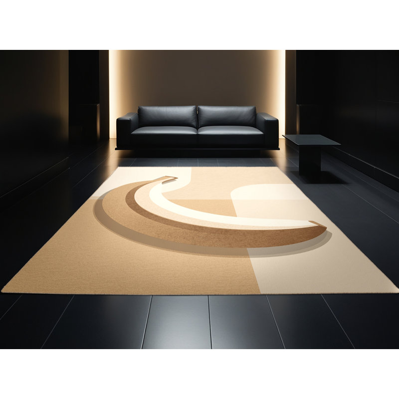 Machine Washable Easton Banana Modern Solid Color Rug in Beige – Beige Binding, 8x10