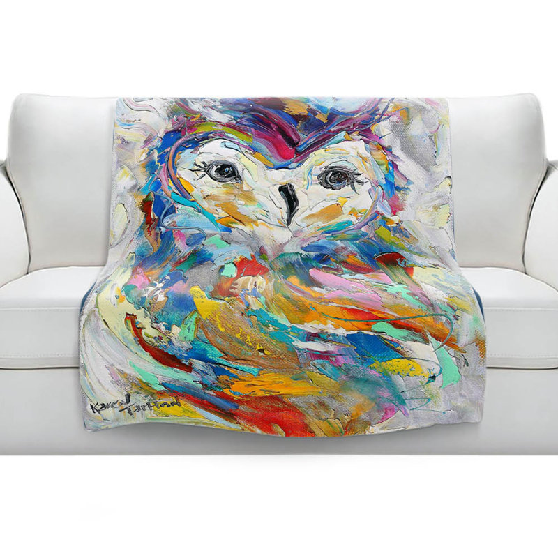 Couverture sherpa douce hibou fantaisie, l 68 po x L 80 po