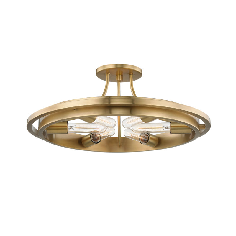 Plafonnier semi-encastré 21 po 6 lumières Chambers, Laiton vieilli
