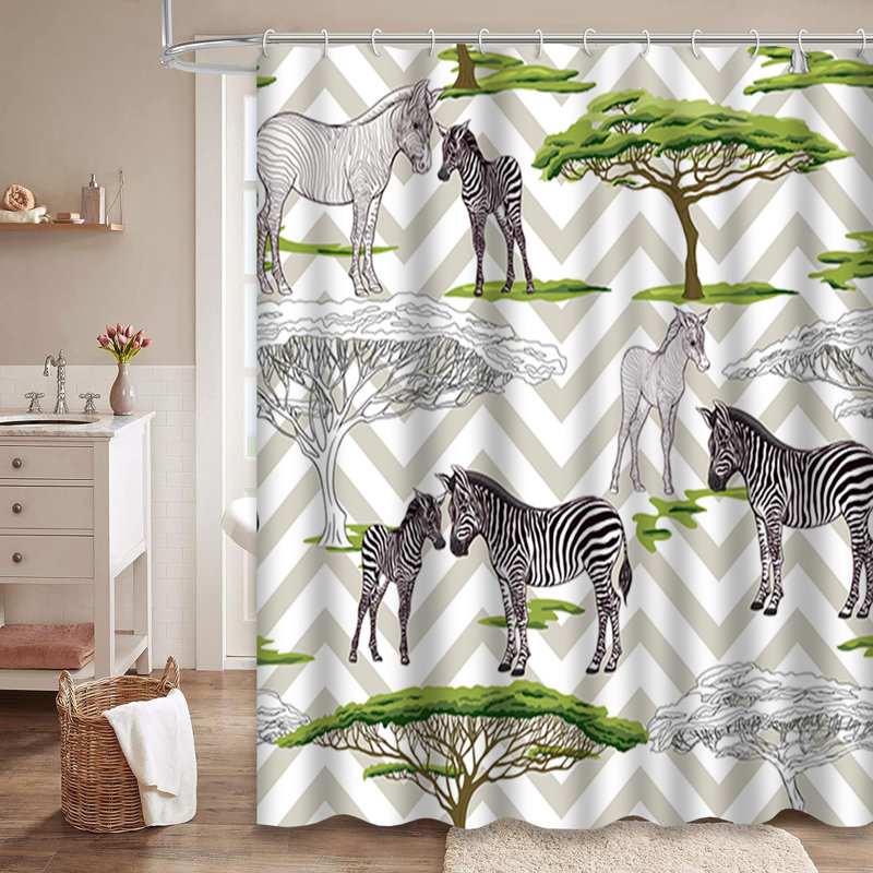 Rideau de douche Zebra Zigzag, L 72 po x l 84 po
