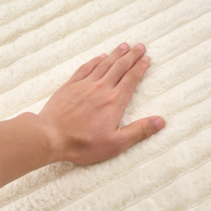 Machine Tufted Throw Blanket, Beige, Striped, 150cm x 100cm