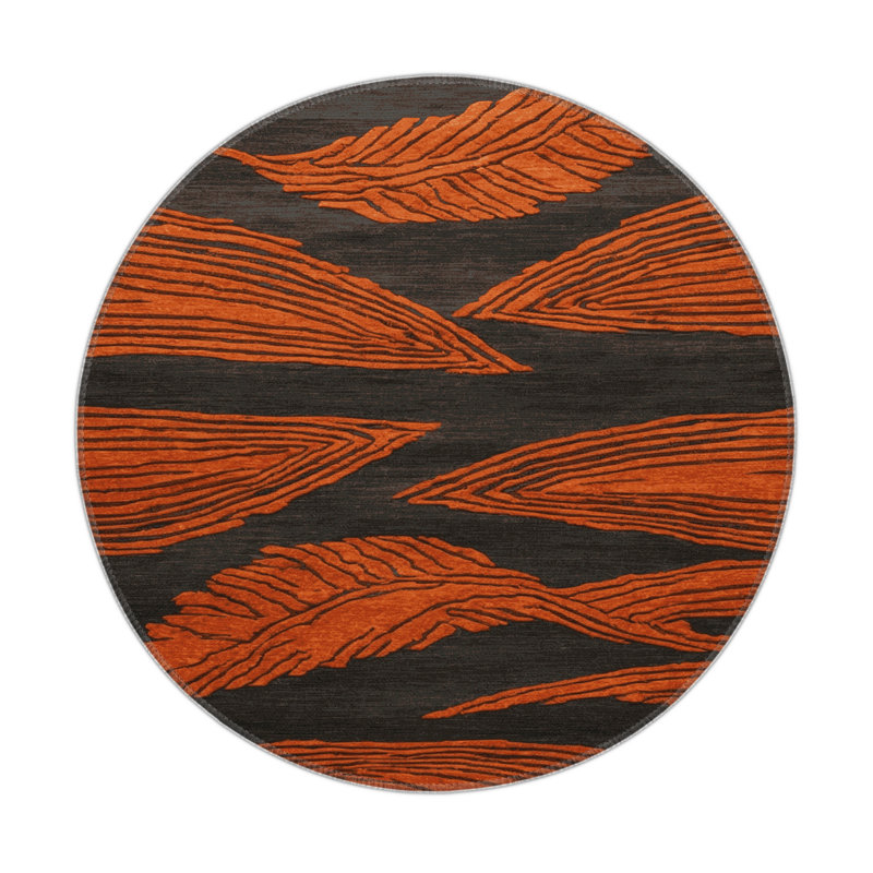 ArtDeco Brown Indoor and Outdoor Area Rug, Round 5'