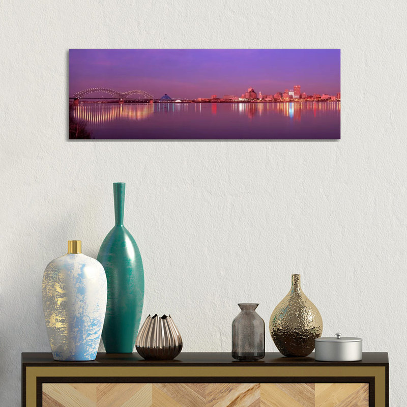 Night Memphis TN - Wrapped Canvas Panoramic Print, 30.48 cm H x 91.44 cm W x 1.91 cm D