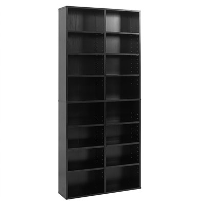 1 PCS 16-Cube Bookcases CD Storage Rack 54" Freestanding Display Cabinet with 12 Adjustable Shelves Black
