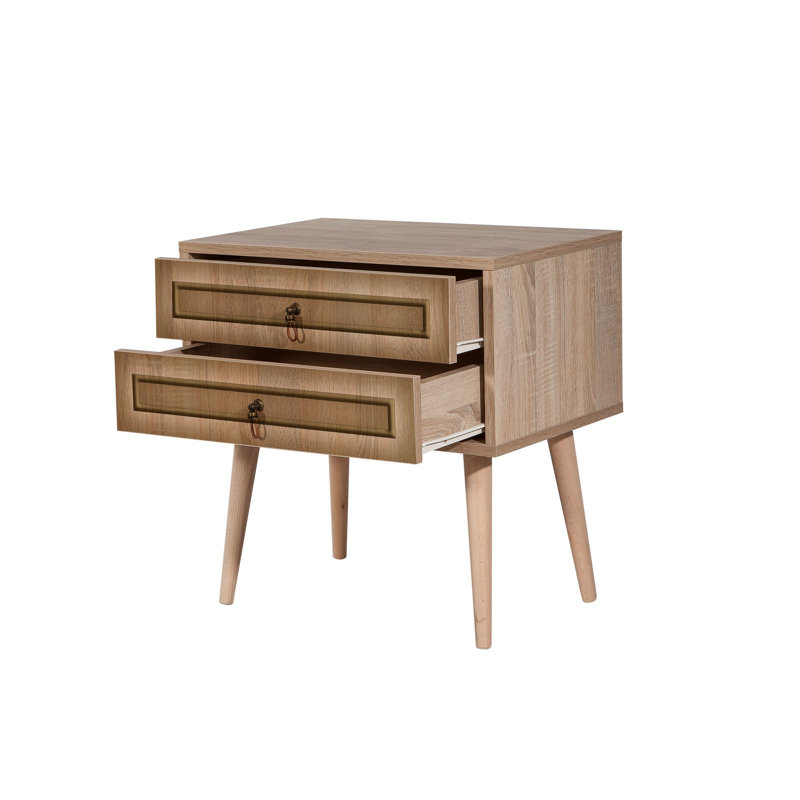 Lucille 60 cm W Bedside Table, Walnut/Orange