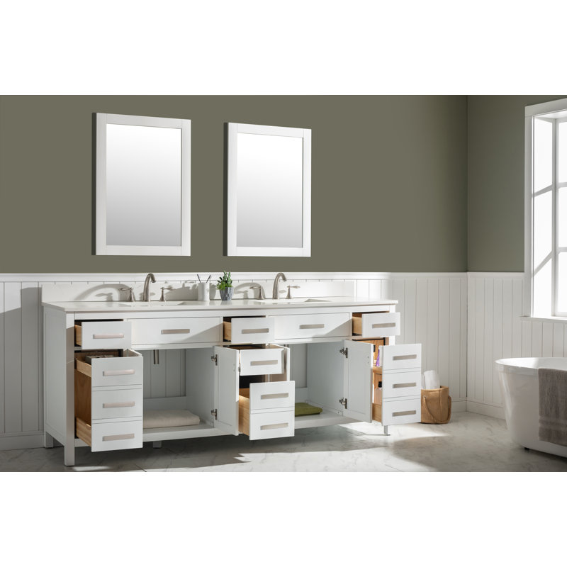 Ensemble de meuble-lavabo double 84 po Binion, Blanc