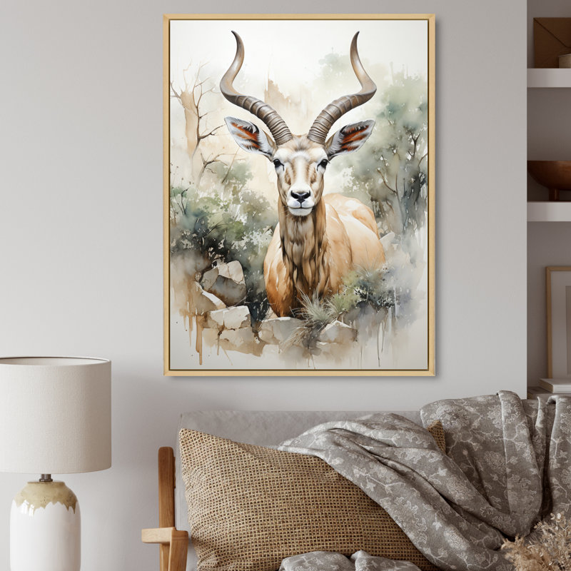 Reproduction sur toile, "Antymes Afrique" par Autym, 32" H x 16" W, Cadre naturel flottant