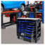 Armoire à outils roulante 12 tiroirs avec roulettes - coffre à outils en acier robuste pour le rangement de garage, noir et bleu