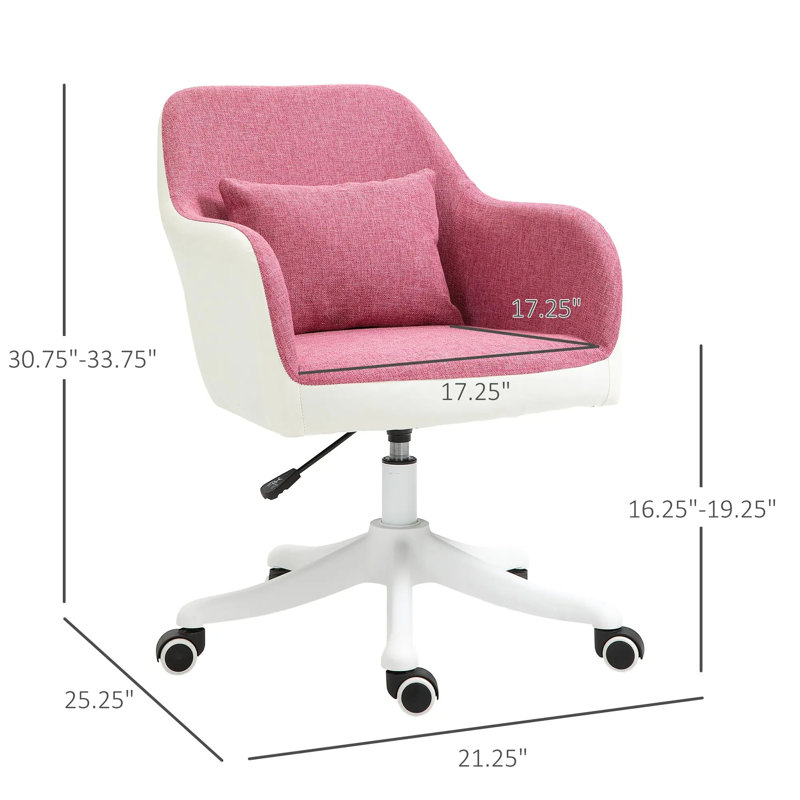 Chaise de travail, Rose / blanc, Blanc