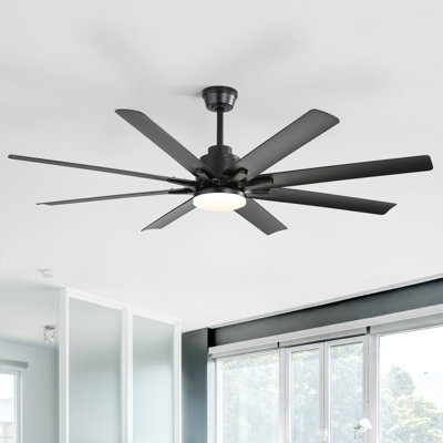 Brixham 52 Inch Large Ceiling Fan With Dimmable Led Light 8 Abs Blades Smart Remote Control Reversible Dc Motor For Living Room