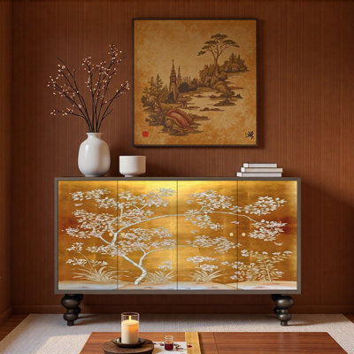 Armoire de rangement de luxe rétro avec poignées en laiton
