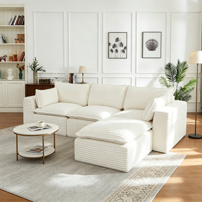 Cloud Sectional Couches for Living Room, Convertible L-Shape Couch with Ottoman