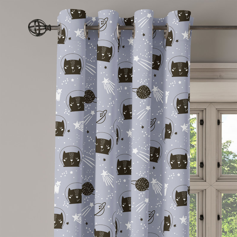 Rideau à œillets décoratif à 2 panneaux Latitude Run®, 50 po x 63 po, mauve, gris, blanc, L 50 po x L 108 po