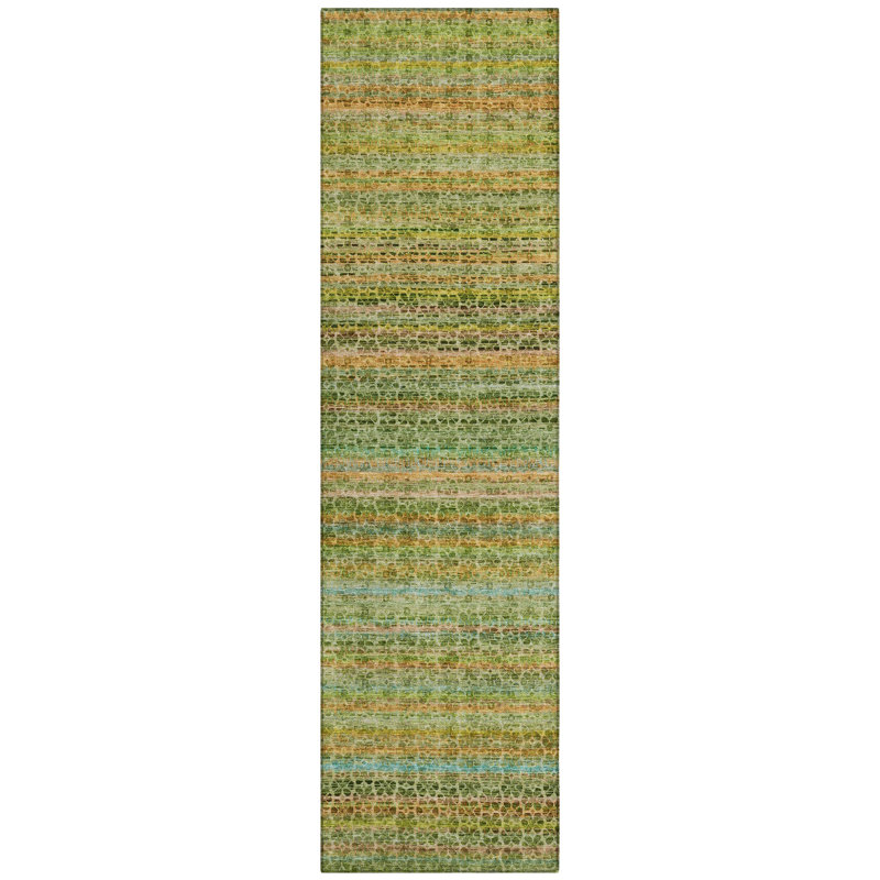 Machine Washable Indoor/Outdoor Oden ACN2155 Striped Rug, Runner 2'3" x 7'6"