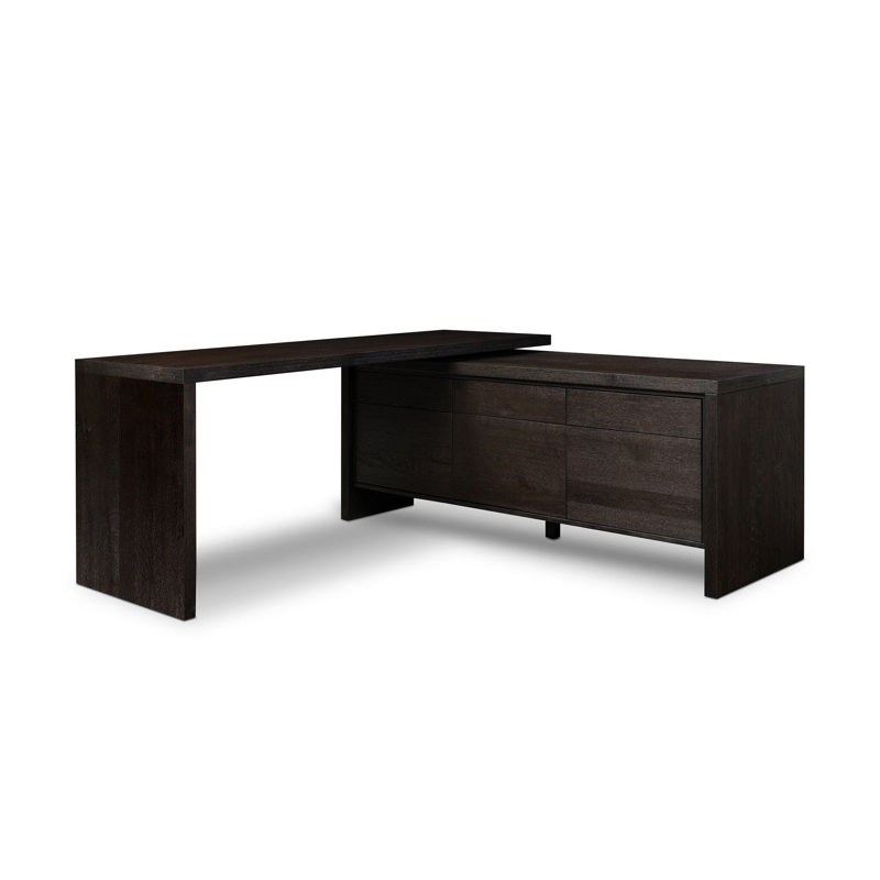 Noah Rotating Desk-Aged Smoked Oak, Smoked Black Resawn Oak