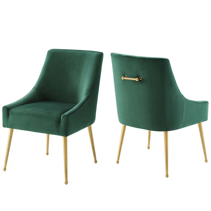 Chaise en velours argenté Orchid Allison, Vert, 2
