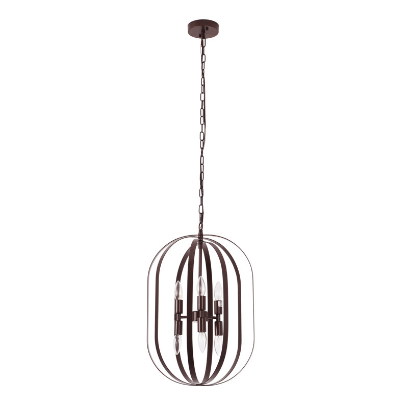 6 - Light Dimmable Lantern Cylinder Chandelier