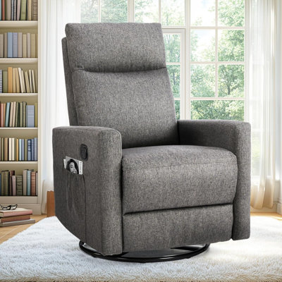 Chaise berçante pivotante, fauteuils inclinables et pivotants à 360 ° pour chambre à coucher, bureau, fauteuil de chambre de bébé coulissant pour chambre à coucher, canapé inclinable avec grand repose-pieds