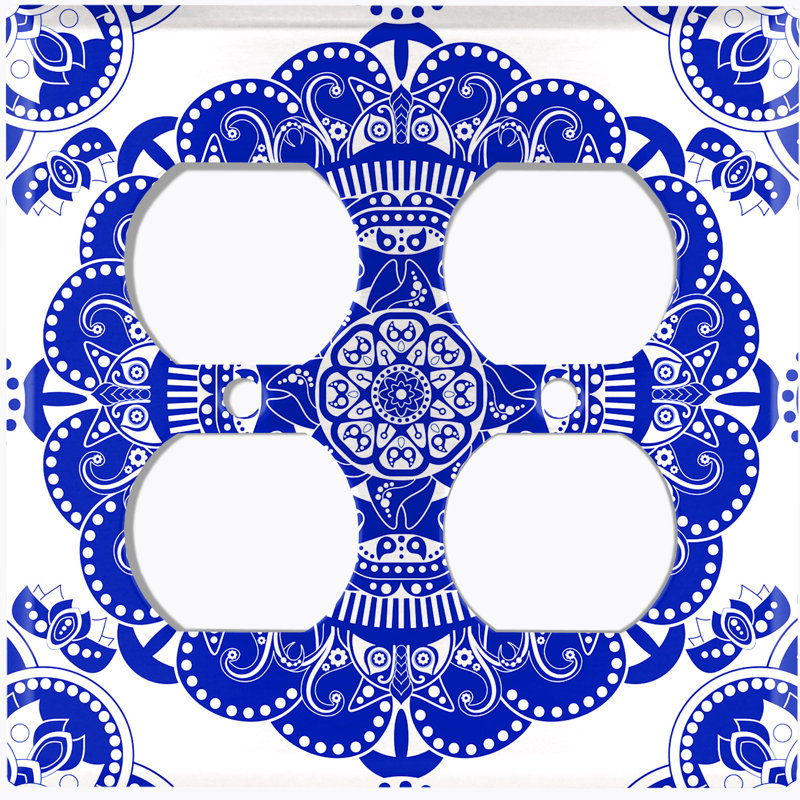Plaque murale 2 prises doubles, Bleu
