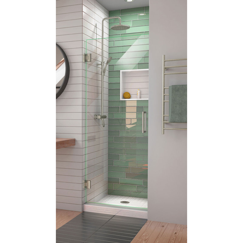 DreamLine Unidoor-LS 28 inch W x 72 inch H Frameless Hinged Shower Door in Brushed Nickel, Brushed Nickel, 28"